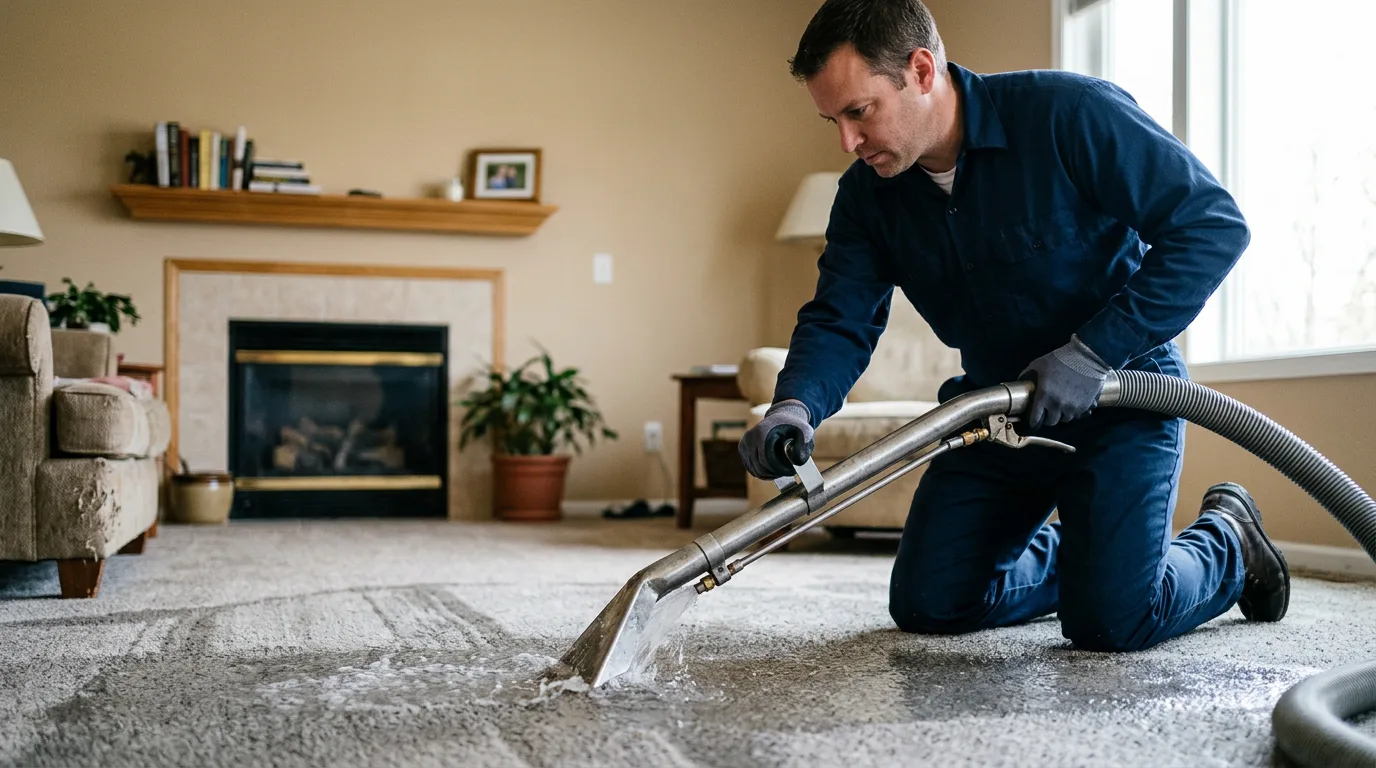 Water damage restoration technician working near Alamo, ND